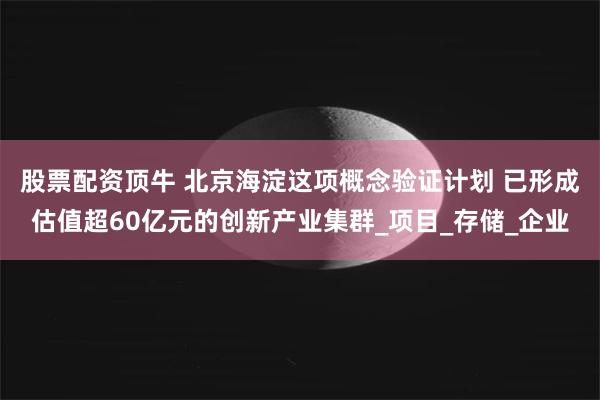 股票配资顶牛 北京海淀这项概念验证计划 已形成估值超60亿元的创新产业集群_项目_存储_企业