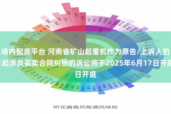 场内配资平台 河南省矿山起重机作为原告/上诉人的1起涉及买卖合同纠纷的诉讼将于2025年6月17日开庭